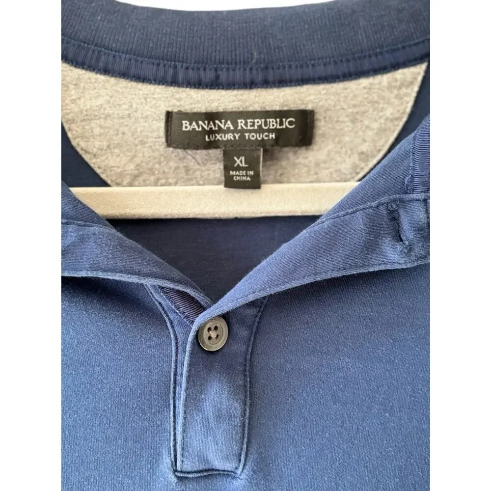 Banana Republic Men’s Polo Shirt XL Blue Luxury Touch Soft Cotton Blend Casual